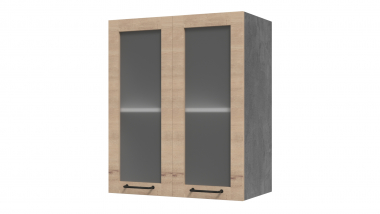 Шкаф кухонный настенный 2-х дв. с полкой со стеклом 600 мм. (Лофт)